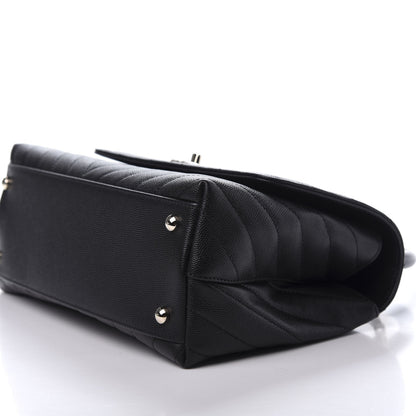 Chanel Caviar Chevron Quilted Small Coco Handle Flap Black 7 of 11