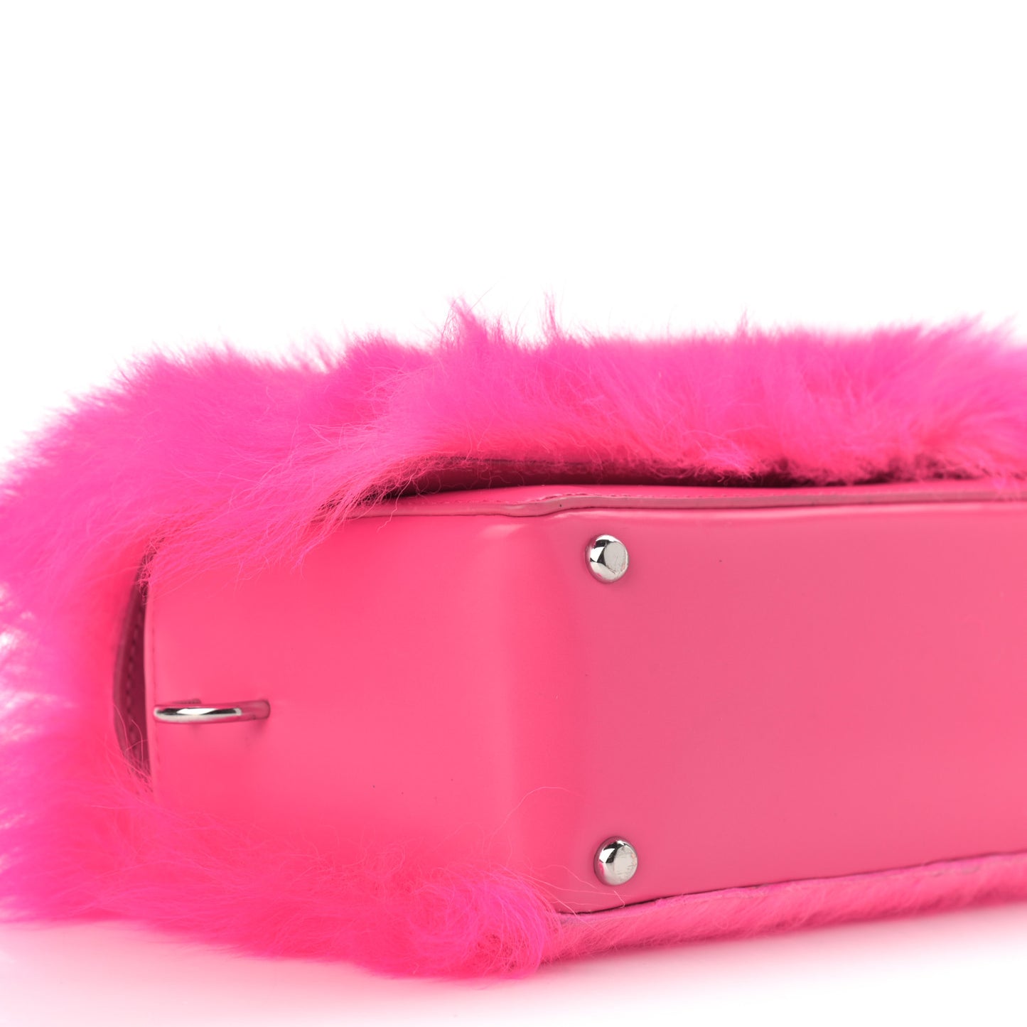 Shearling Calfskin Ray Baguette Crossbody Neon Pink