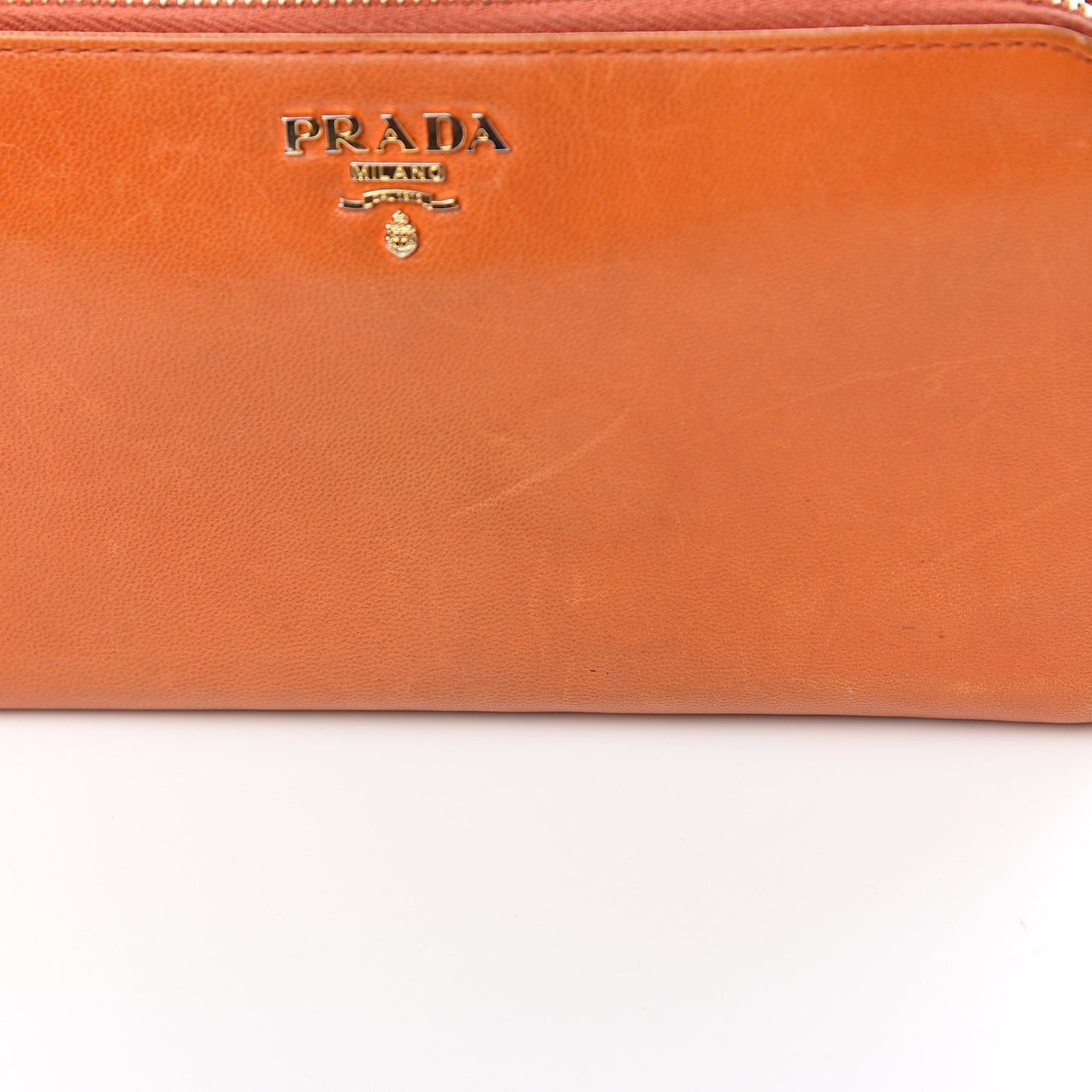 Goatskin Chic Zip Around Wallet Papaya