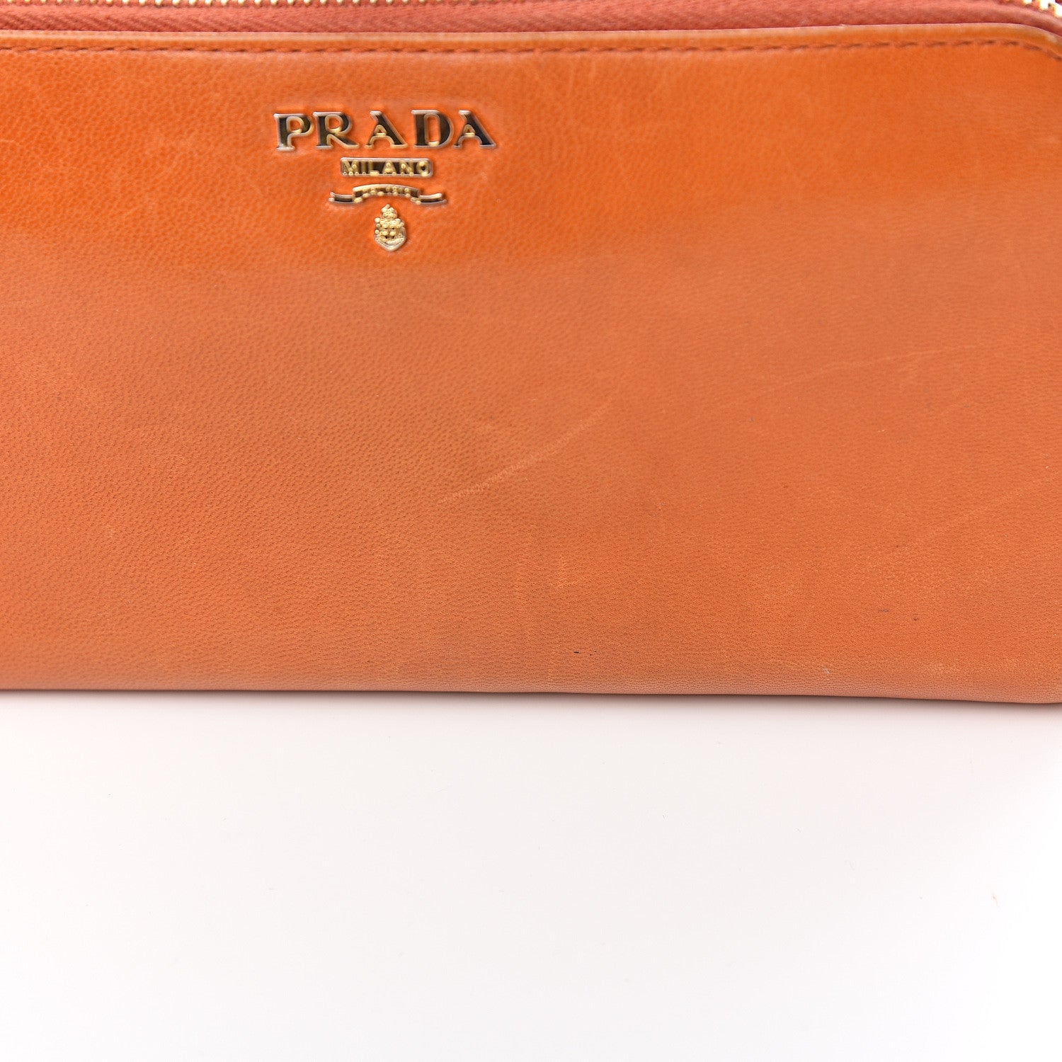 Prada Goatskin Chic Zip Around Wallet Papaya 8 of 14