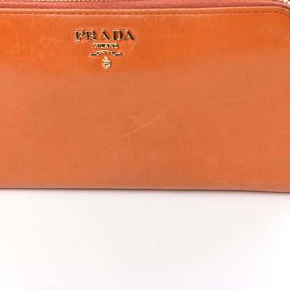 Prada Goatskin Chic Zip Around Wallet Papaya 8 of 14
