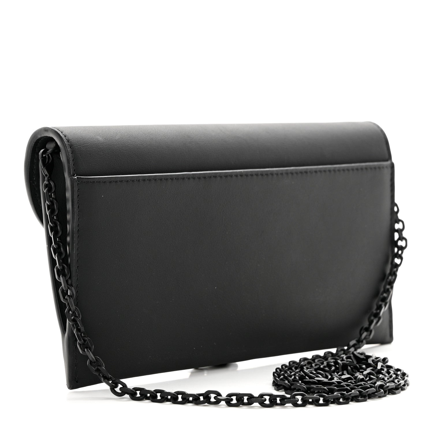 Christian Dior Ultra Matte Calfskin Saddle Chain Wallet Pouch Black 4 of 16