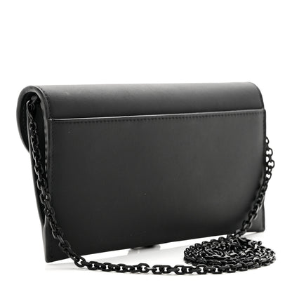 Christian Dior Ultra Matte Calfskin Saddle Chain Wallet Pouch Black 4 of 16
