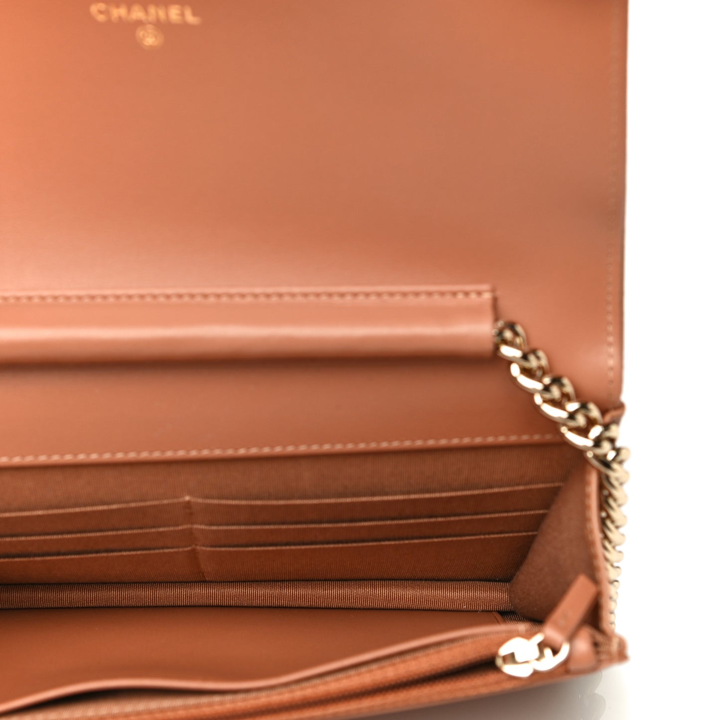 Caviar Quilted Boy Wallet On Chain WOC Brown