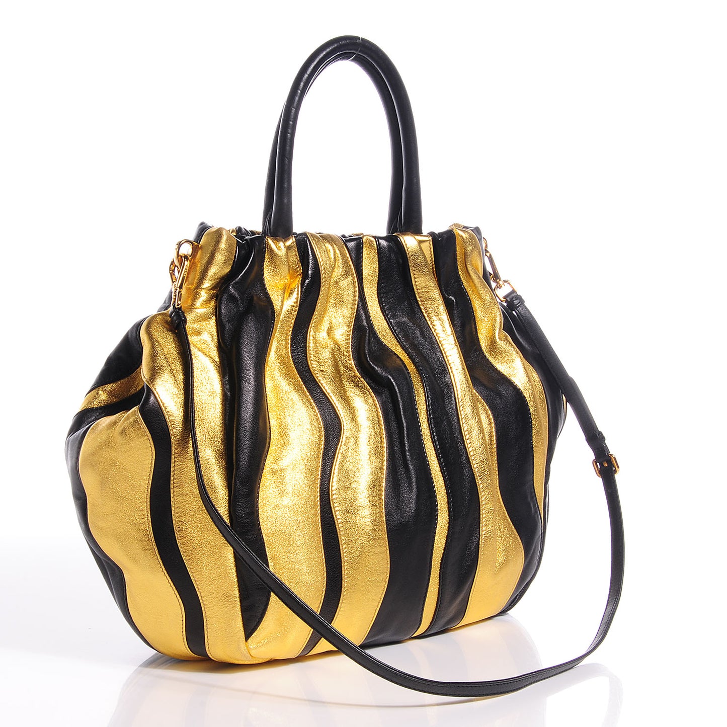 Nappa Stripes Shoulder Bag Black Oro