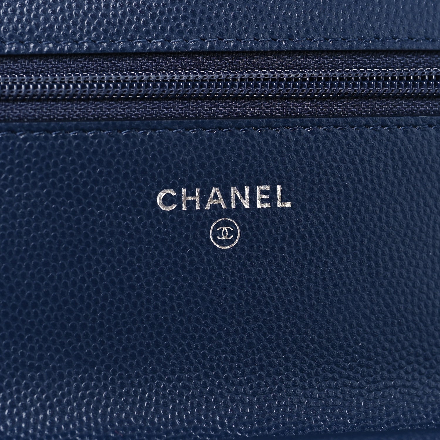Chanel Caviar Chevron Quilted Wallet On Chain WOC Navy 6 of 12