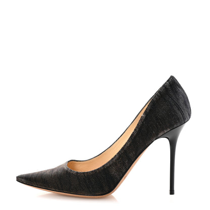 Jimmy Choo Lame Glitter Zebra Print Abel Pumps 36.5 Black Amber 1 of 9