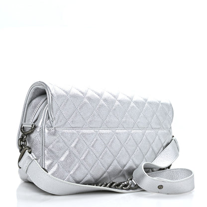 Chanel Metallic Calfskin Quilted Medium Casual Rock Flap Silver 3 of 9
