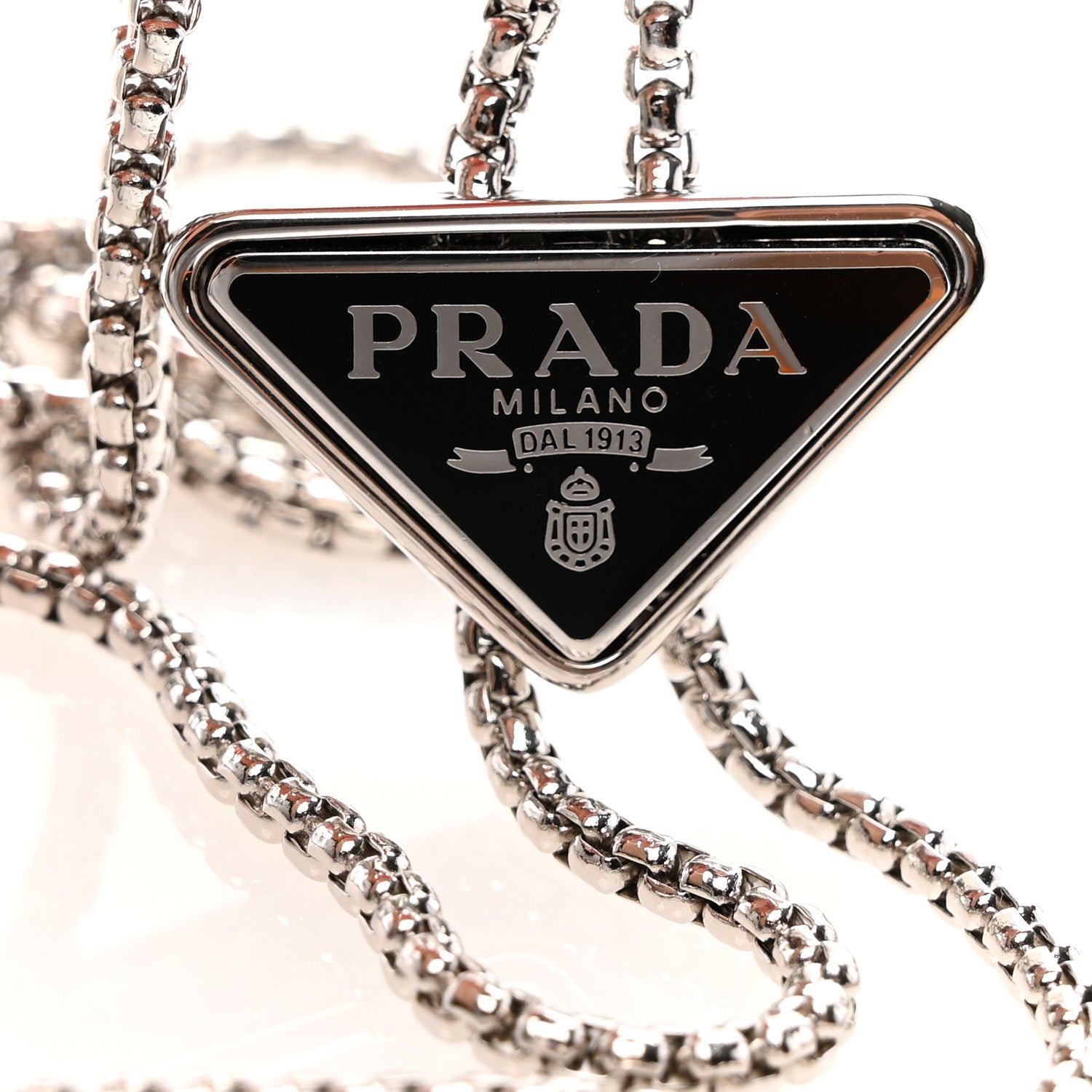 Prada Satin Crystal Metal Triangle Logo Card Holder With Strap Cristal 10 of 11