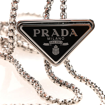 Prada Satin Crystal Metal Triangle Logo Card Holder With Strap Cristal 10 of 11
