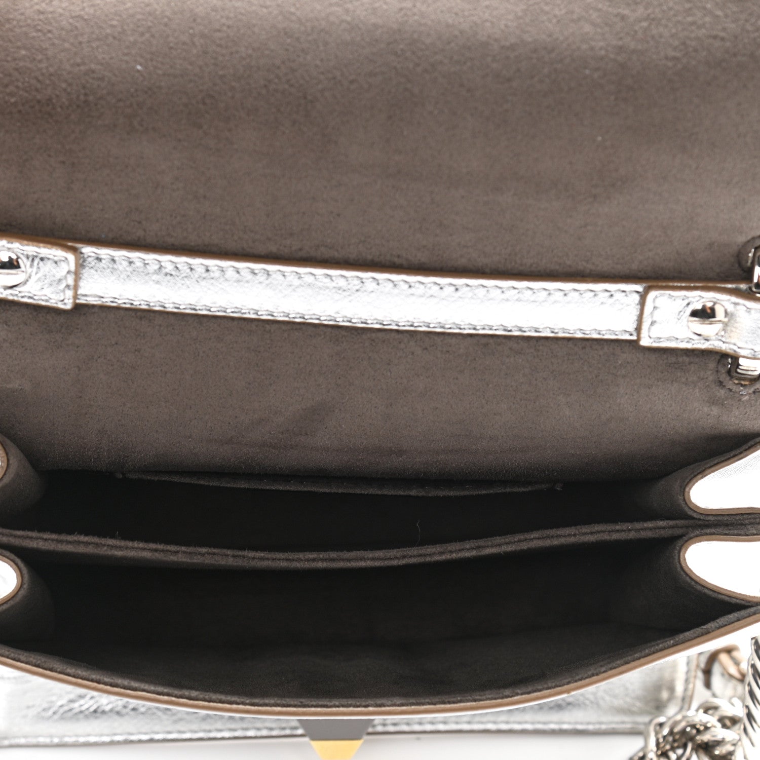 Fendi Vitello Catalan Mirror Scalloped Multi Studded Small Kan I Shoulder Bag Argento 5 of 11