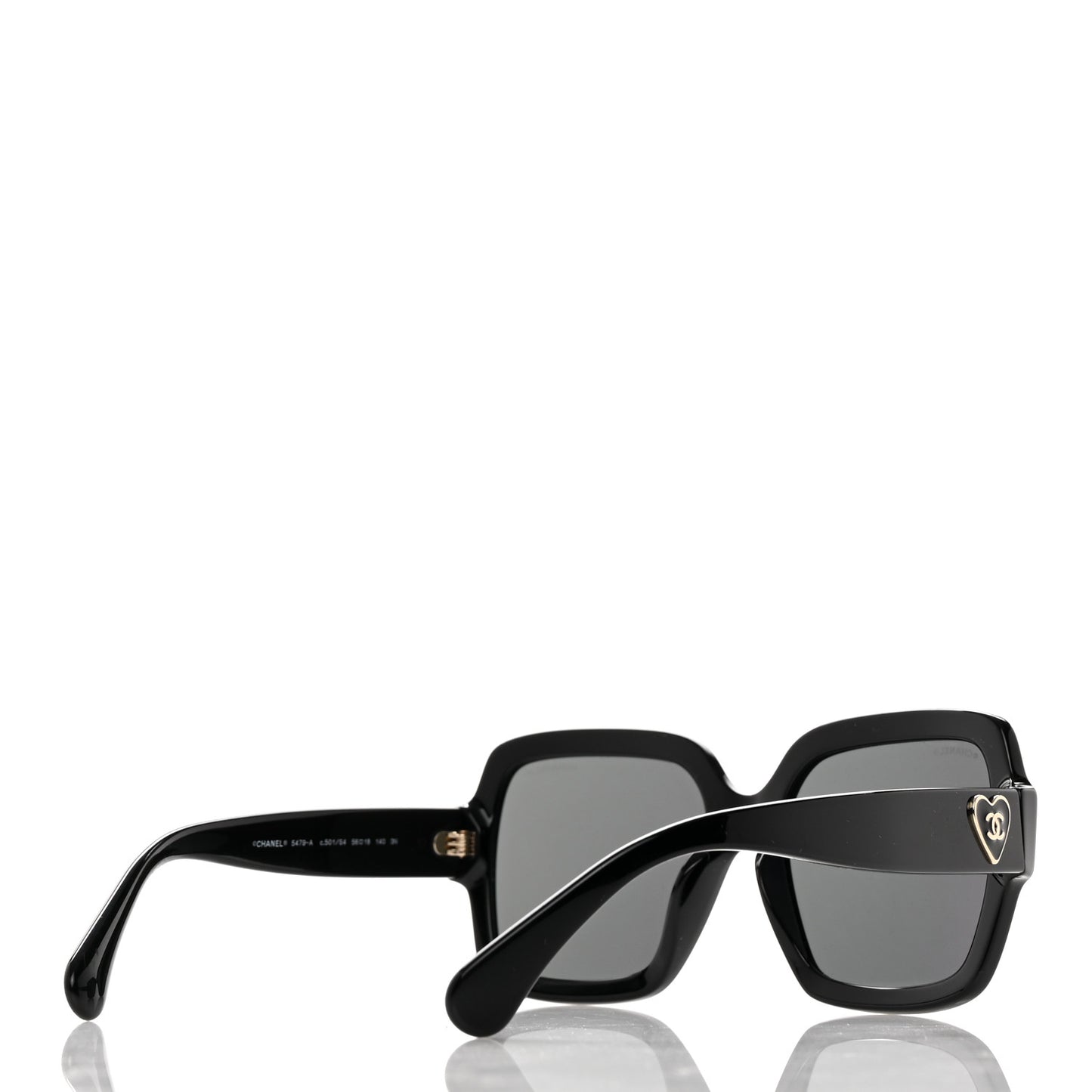 Acetate Square Heart Sunglasses 5479-A Black