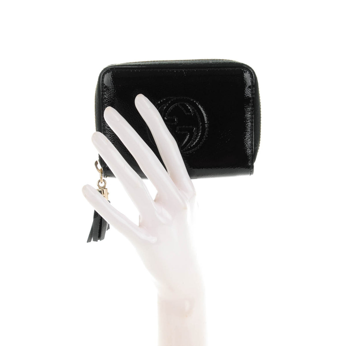 Patent Soho Compact Disco Zip Around Wallet Black
