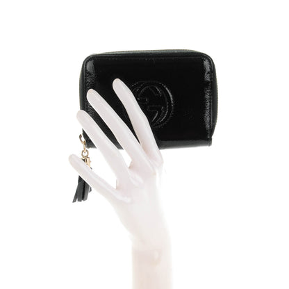 Gucci Patent Soho Compact Disco Zip Around Wallet Black 2 of 7