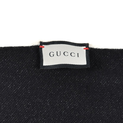 Gucci Wool Cotton Jergy Fringe Scarf Black 5 of 5