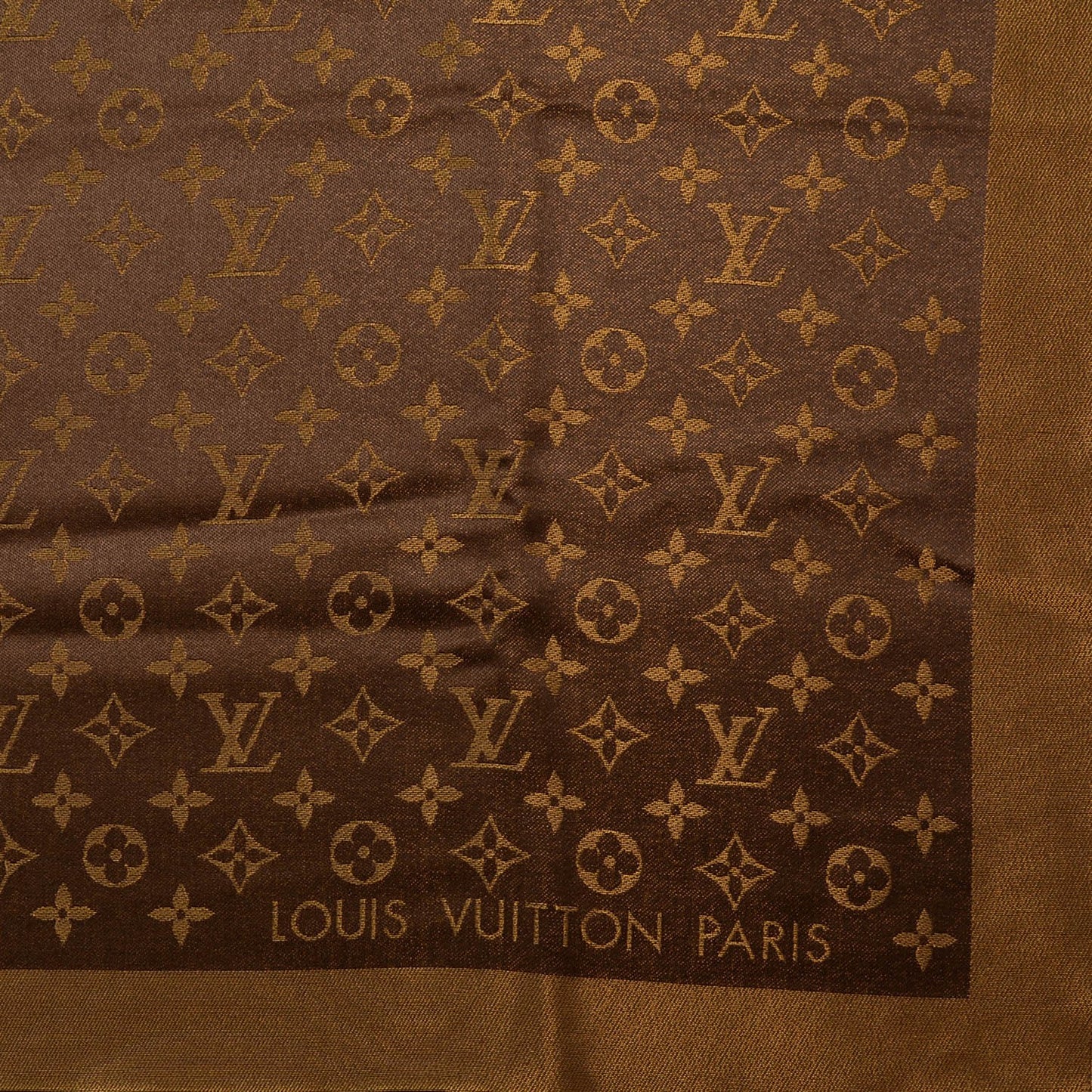 Silk Wool Monogram Shine Shawl Marron