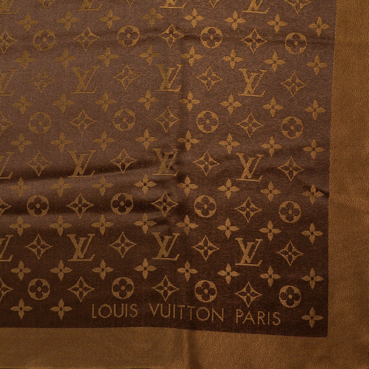 Louis Vuitton Silk Wool Monogram Shine Shawl Marron 4 of 5