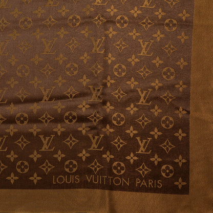 Louis Vuitton Silk Wool Monogram Shine Shawl Marron 4 of 5