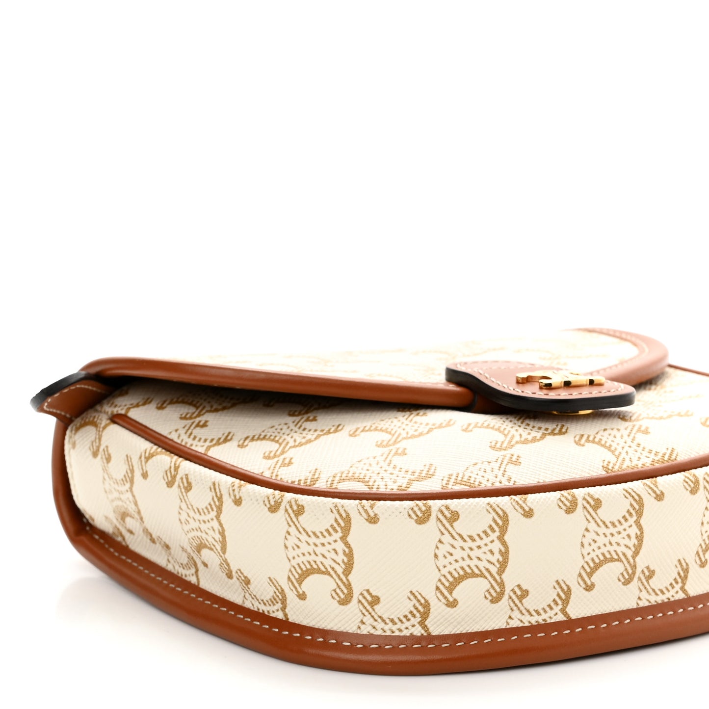 Triomphe Canvas Calfskin Mini Besace Bag White