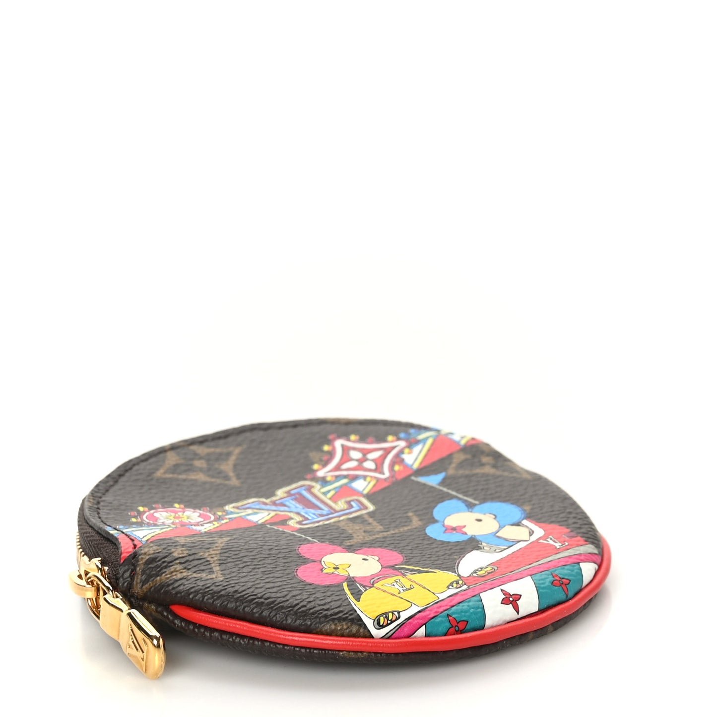 Monogram 2020 Christmas Animation Bumper Cars Round Coin Purse Coquelicot