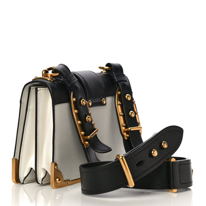 Prada City Calf Saffiano Large Cahier Bag White Black 3 of 10