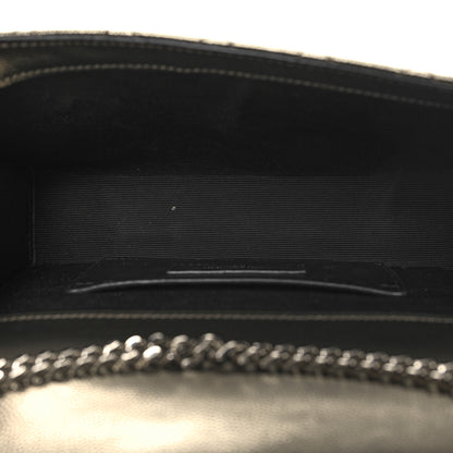 Saint Laurent Metallic Grain De Poudre Textured Mixed Matelasse Triquilt Small Monogram Satchel Piombo 5 of 9