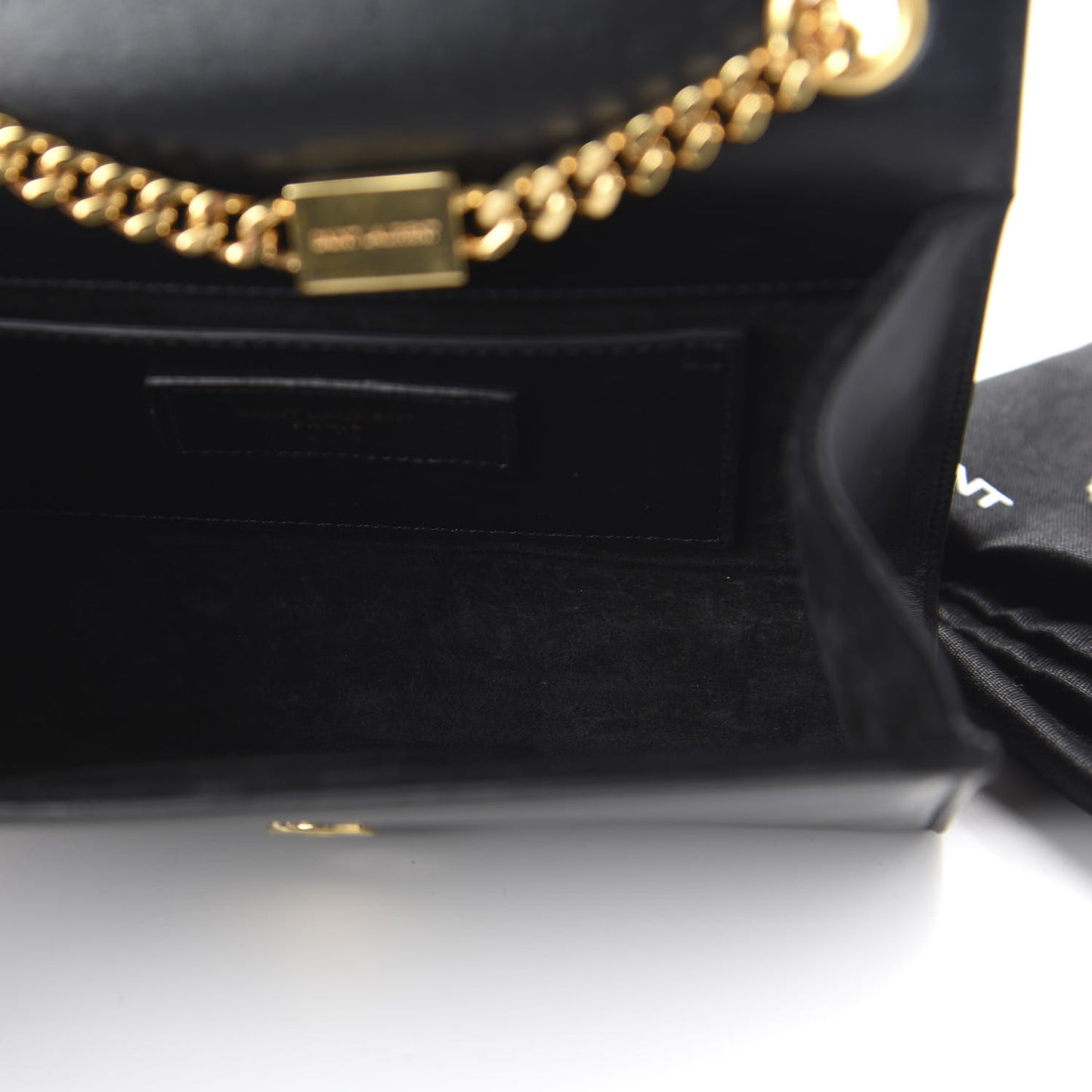 Calfskin Small Classic Monogram Kate Tassel Satchel Black