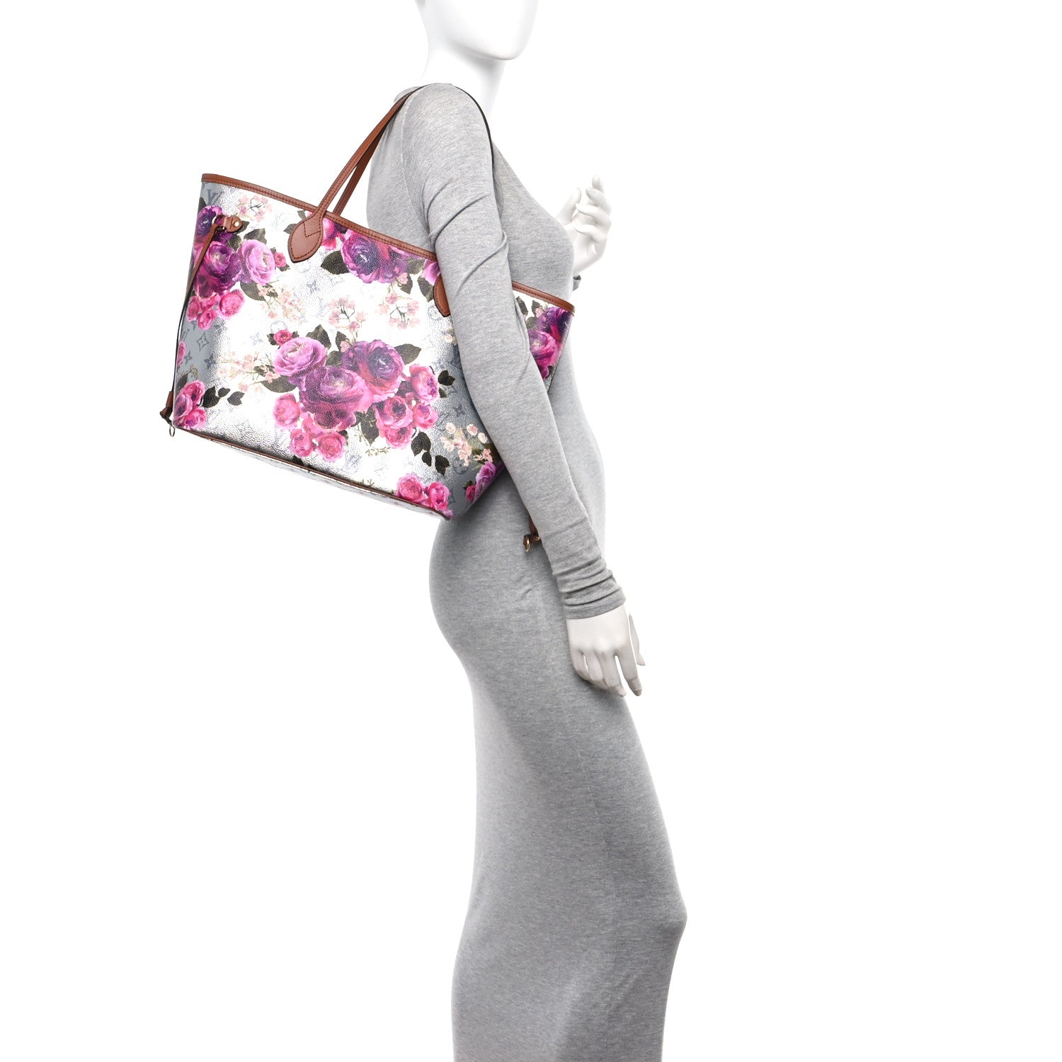 Louis Vuitton Metallic Monogram LV Garden Neverfull MM Silver 2 of 10