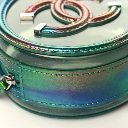 Chanel PVC Calfskin Lambskin Quilted Round Filigree Clutch With Chain Green 8 of 9