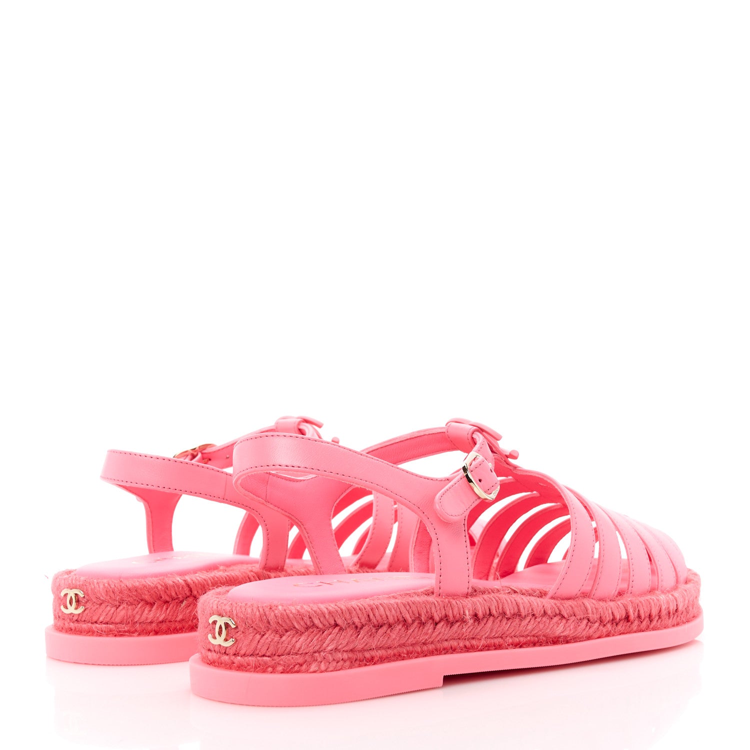 Chanel Lambskin Espadrille Sandals 39 Coral 4 of 9