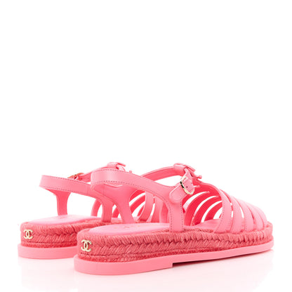 Chanel Lambskin Espadrille Sandals 39 Coral 4 of 9