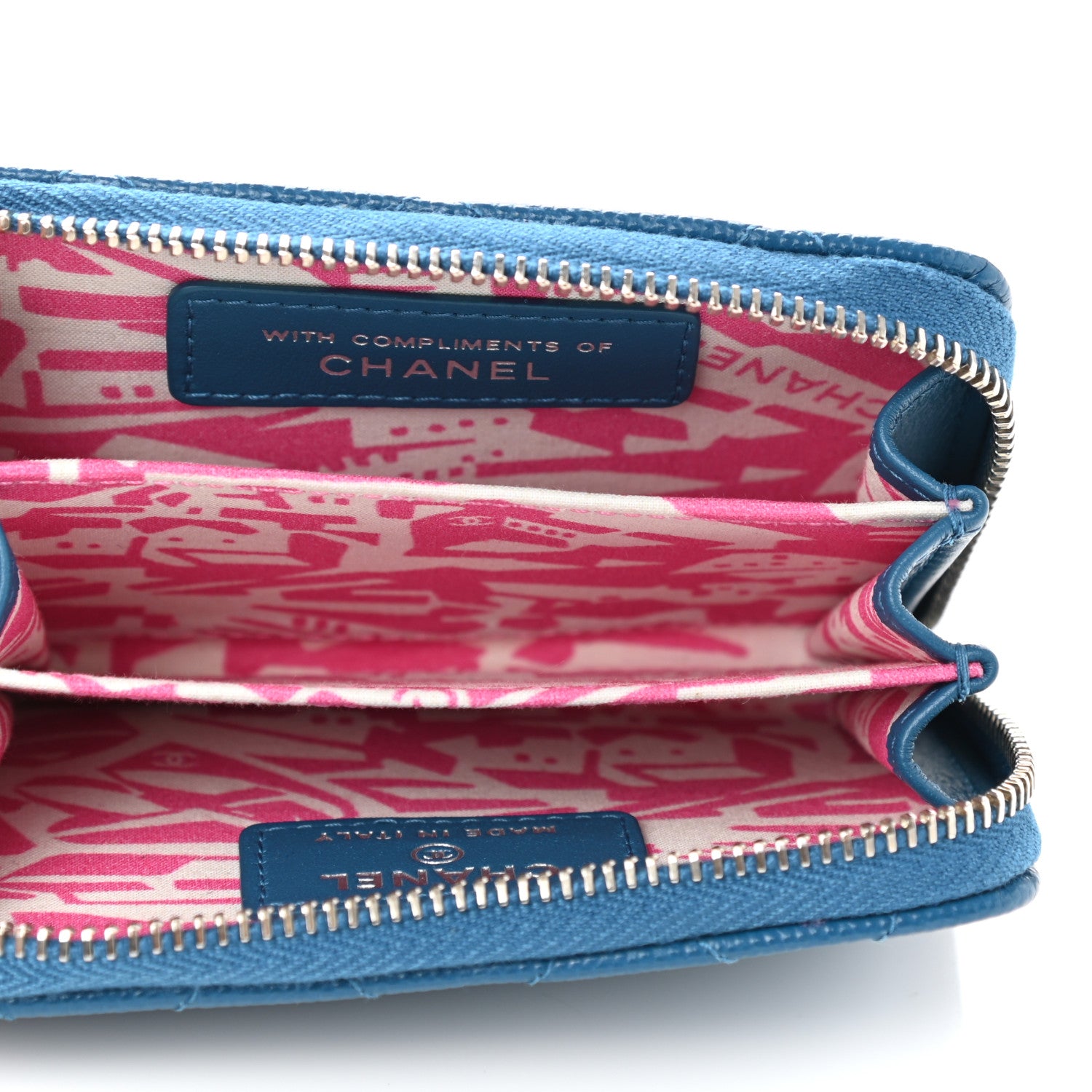 Chanel Caviar Quilted Zip Coin Purse Blue 5 of 9