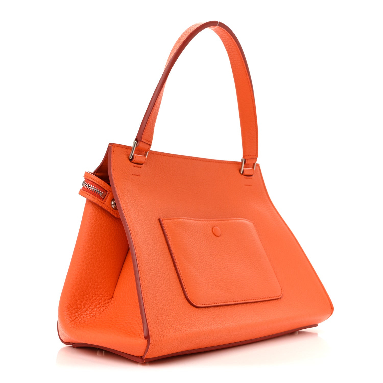 Celine Grained Calfskin Small Edge Shoulder Bag Orange 3 of 10