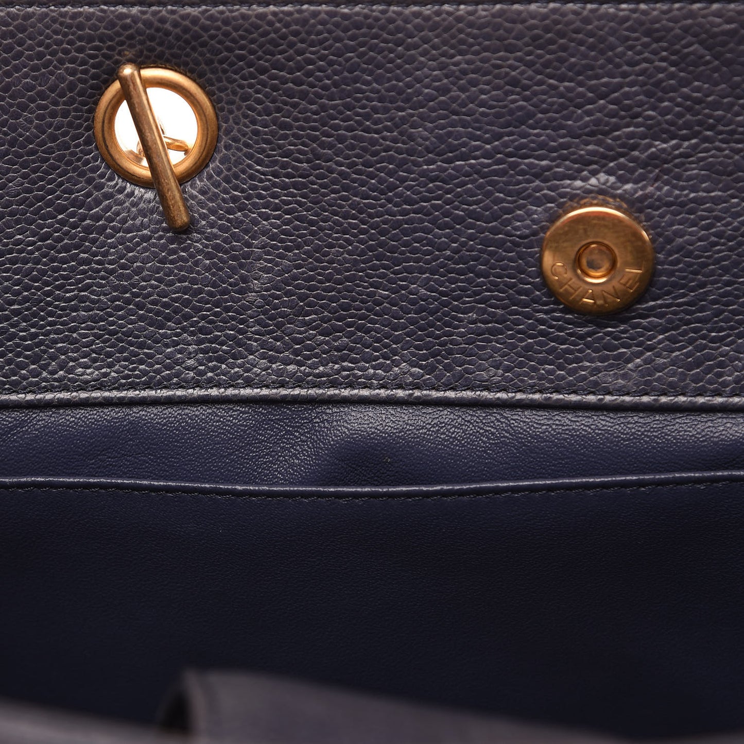 Crumpled Grained Calfskin Quilted Tote Blue