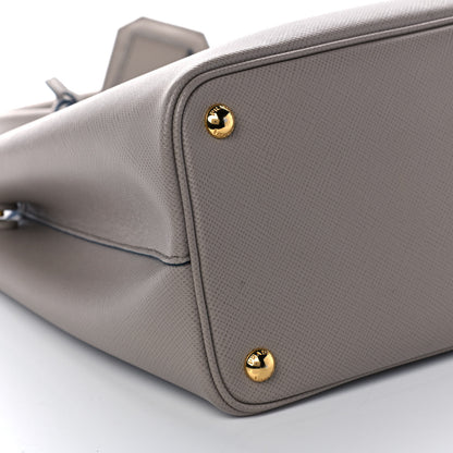 Prada Saffiano Cuir Medium Double Bag Pomice Bluette 16 of 21