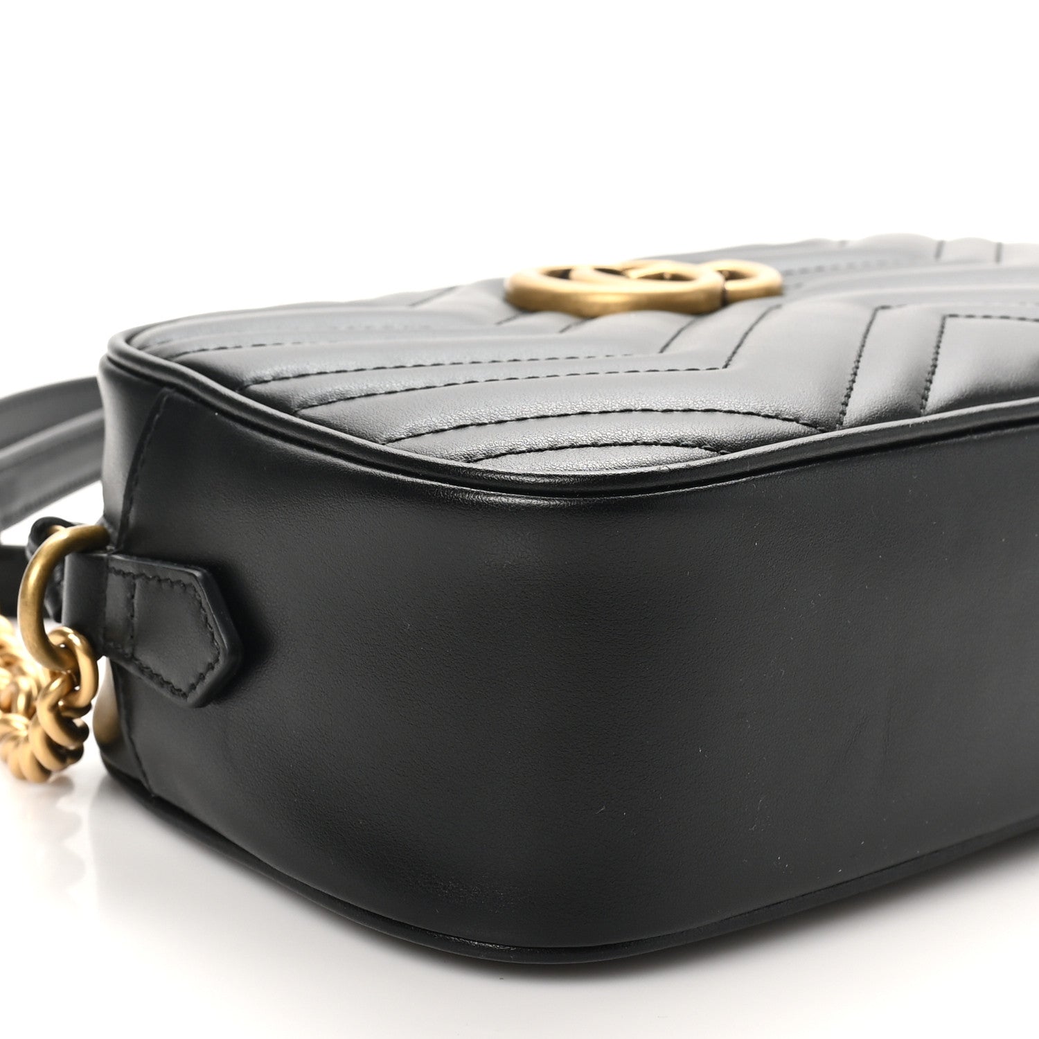 Gucci Calfskin Matelasse Small GG Marmont Chain Shoulder Bag Black 9 of 10