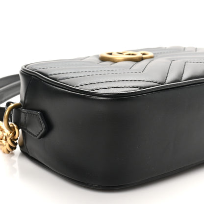Gucci Calfskin Matelasse Small GG Marmont Chain Shoulder Bag Black 9 of 10