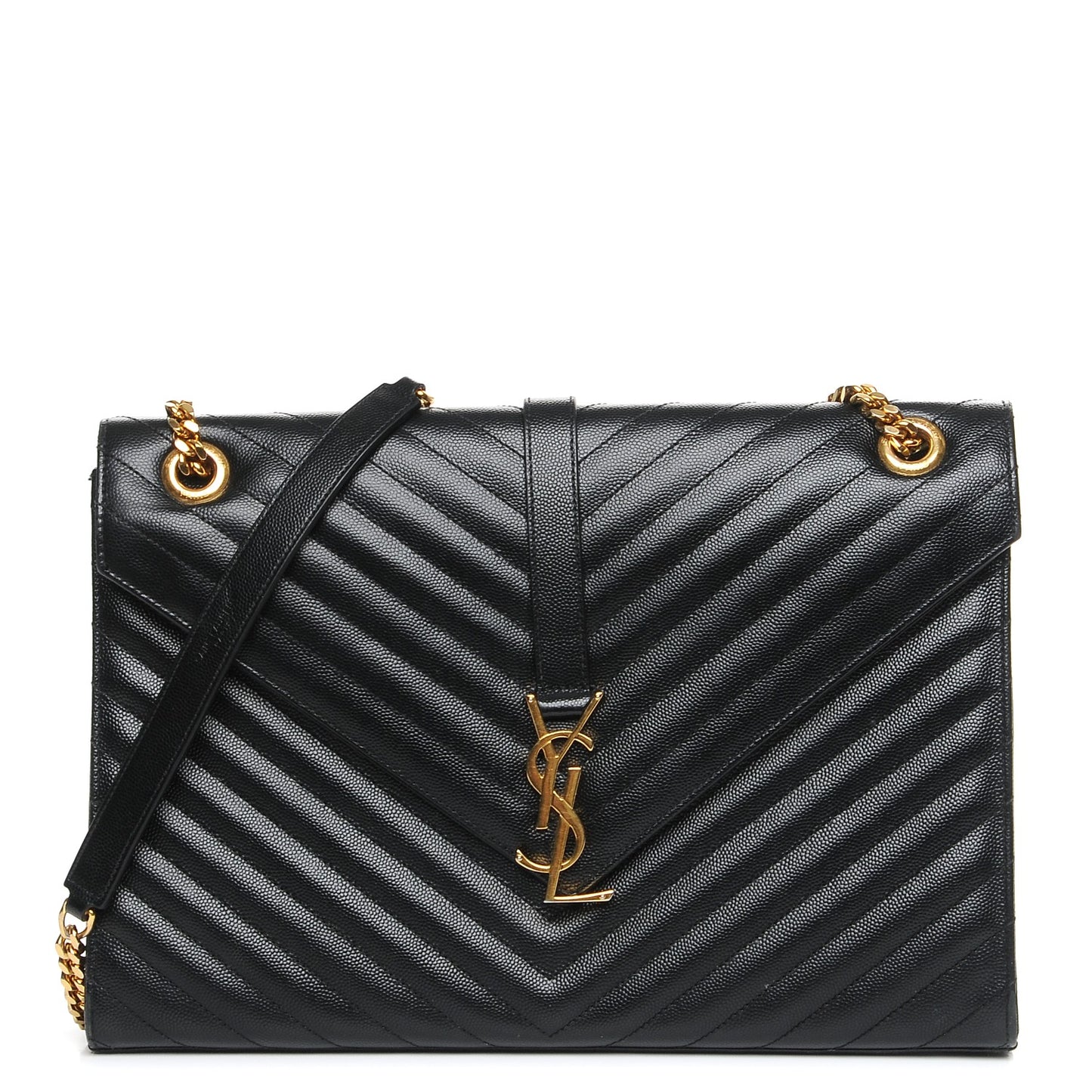 Grain De Poudre Matelasse Chevron Large Monogram Satchel Black