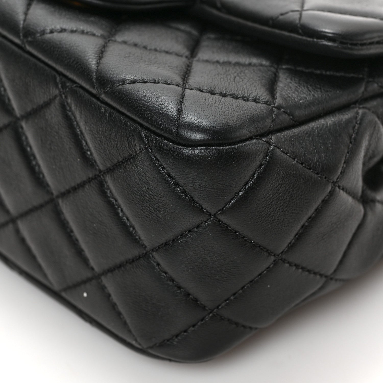 Chanel Lambskin Resin Quilted Mini Pearl Samba Square Flap Black 9 of 9