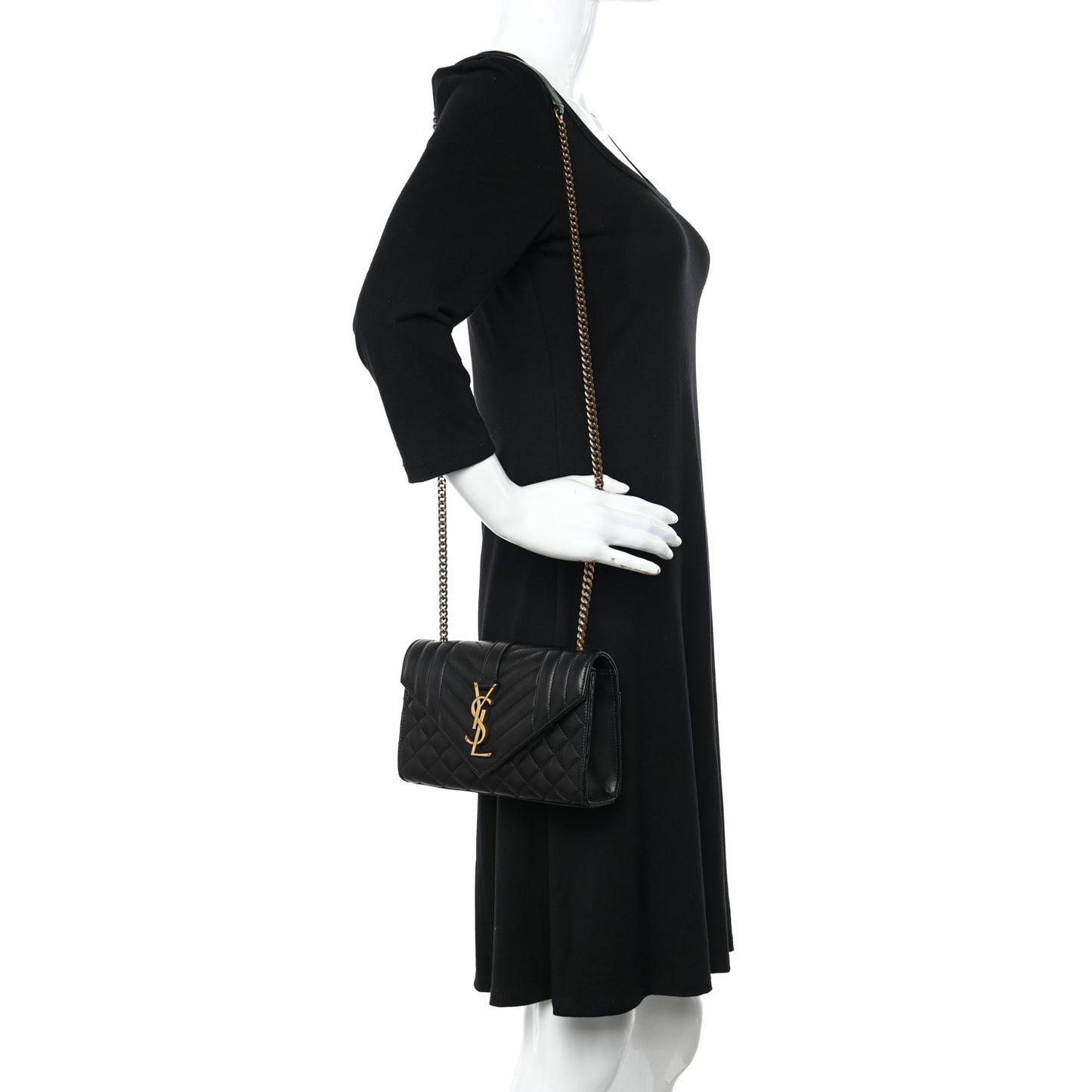 Lambskin Mixed Matelasse Triquilt Small Monogram Satchel Black