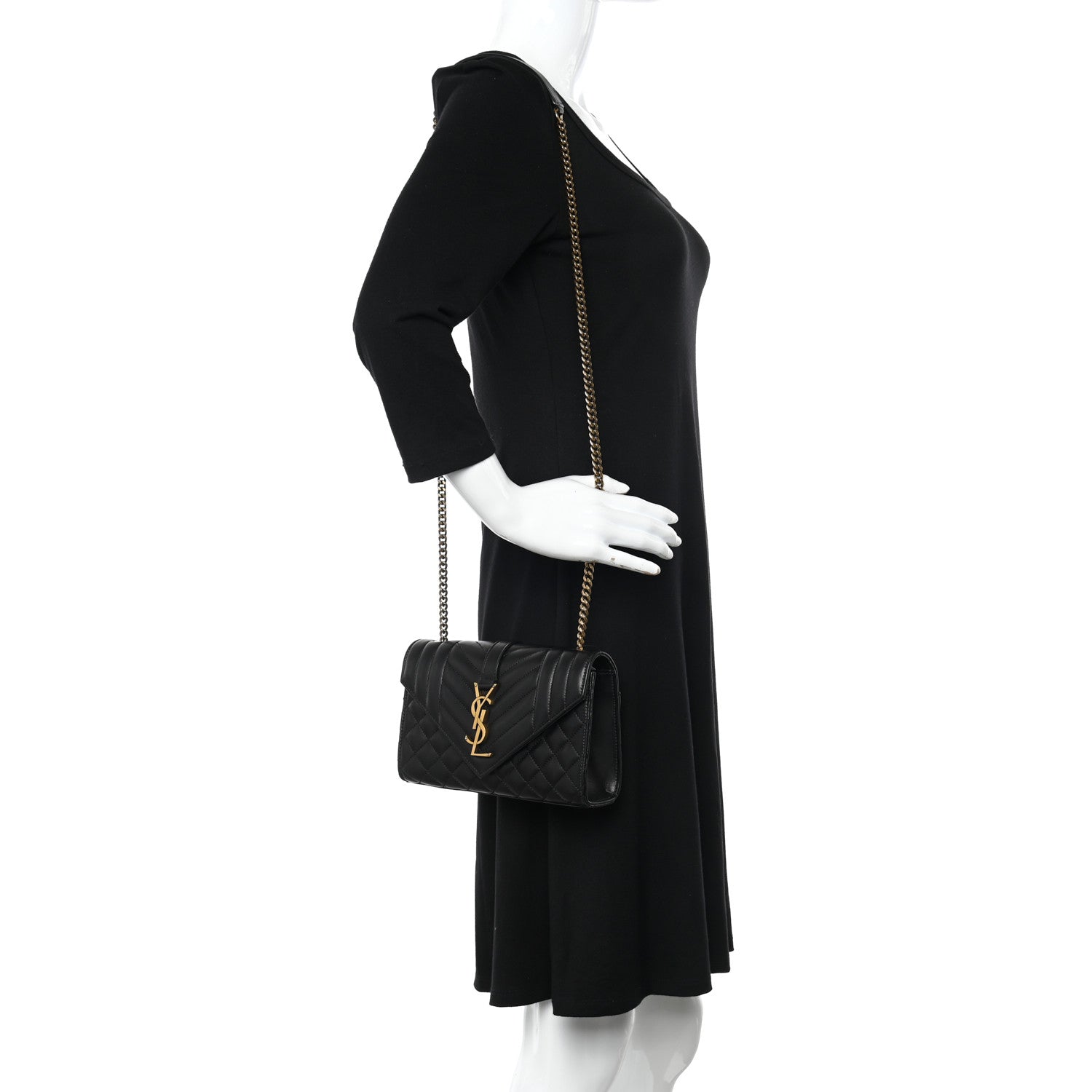 Saint Laurent Lambskin Mixed Matelasse Triquilt Small Monogram Satchel Black 2 of 10