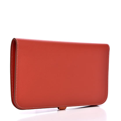 Hermes Swift Dogon Duo Wallet Sanguine Crevette 2 of 8