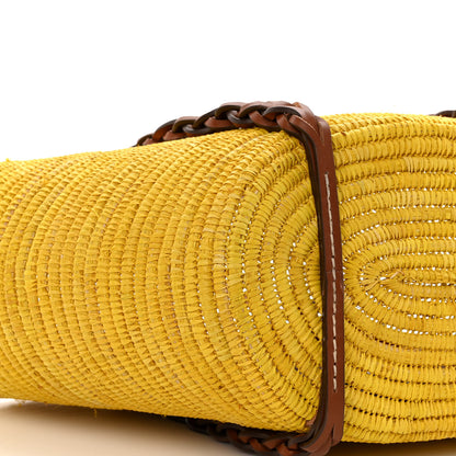 Prada Paglia Vitello Woven Braided Basket Tote Yellow Cognac 8 of 9