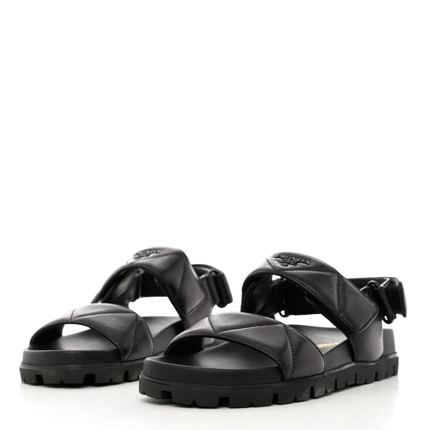 Nappa Logo Quilted 20mm Sport Sandals 37 Black