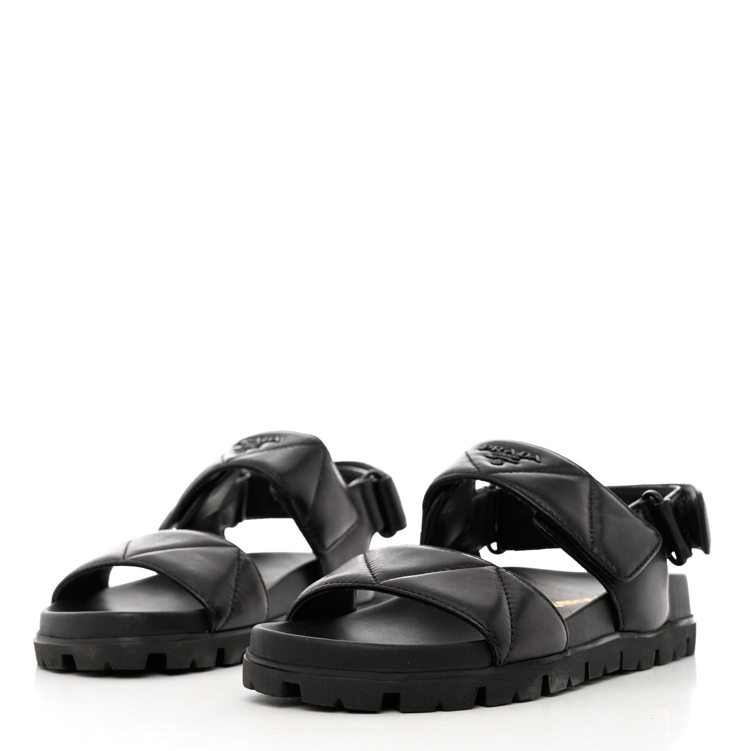 Prada Nappa Logo Quilted 20mm Sport Sandals 37 Black 3 of 10