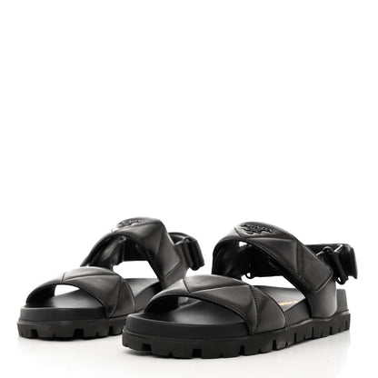 Prada Nappa Logo Quilted 20mm Sport Sandals 37 Black 3 of 10