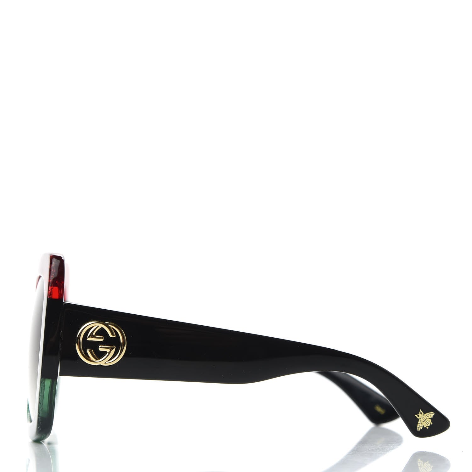 Gucci Acetate Square Frame Sunglasses GG0083S Glitter Red Black Green 3 of 8