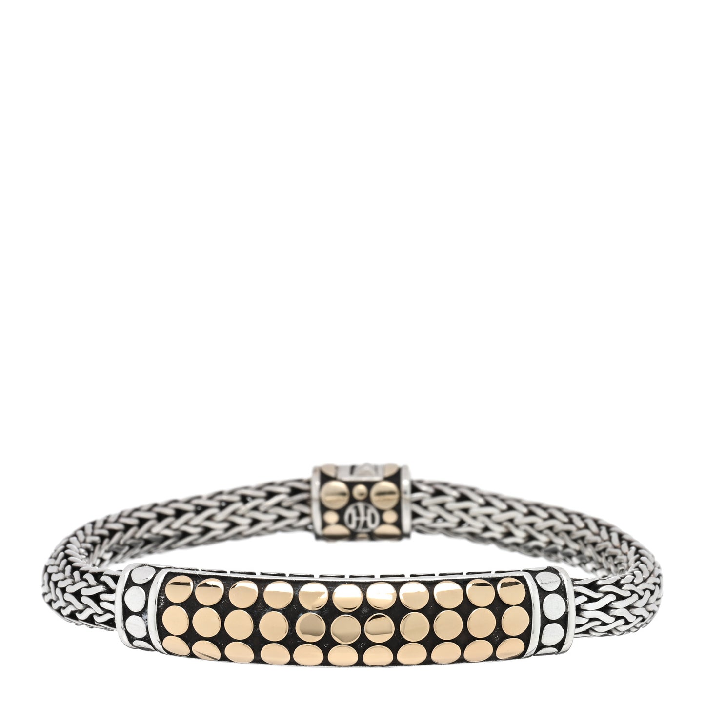Sterling Silver 18K Yellow Gold Dot Station Classic Chain Bracelet