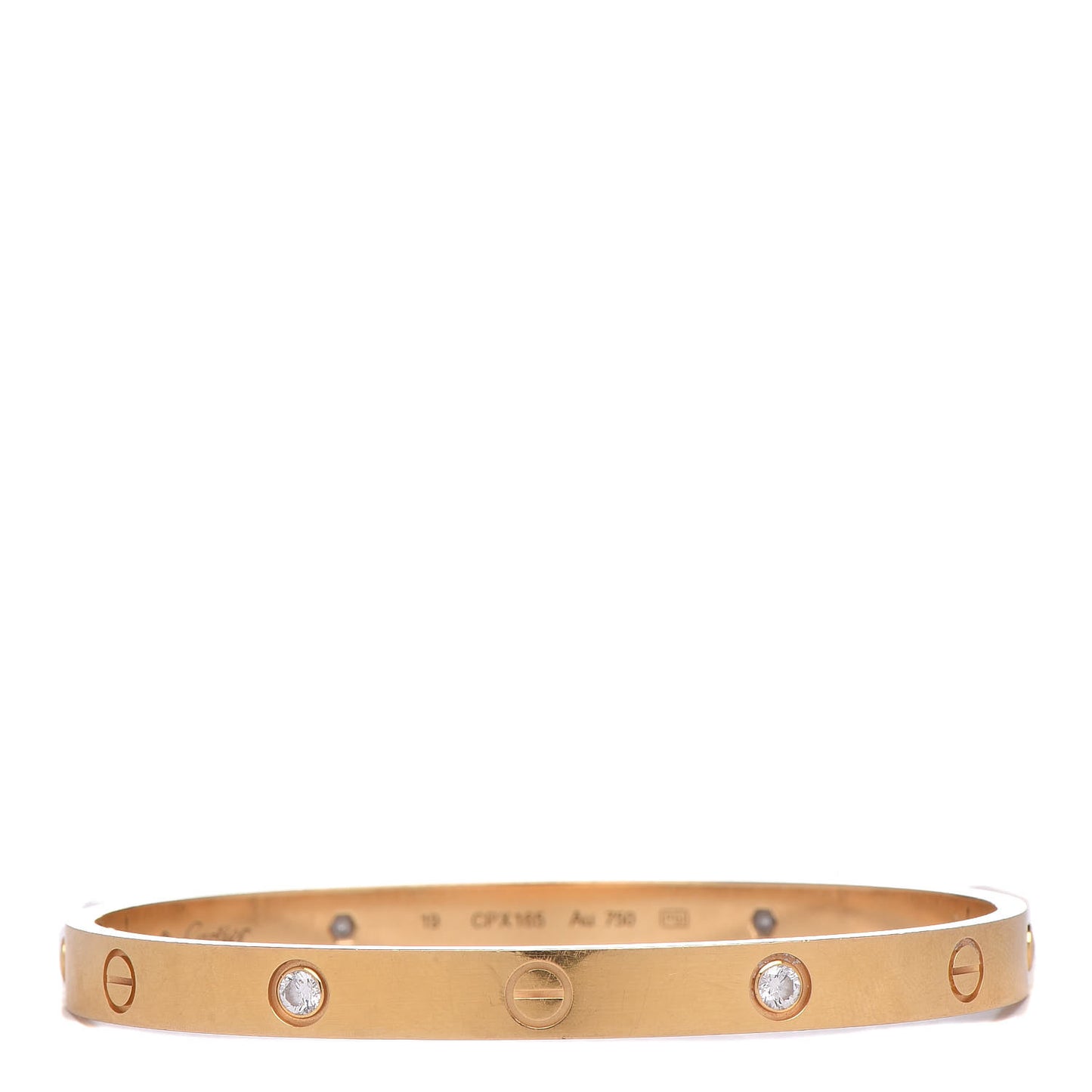 18K Yellow Gold 4 Diamond LOVE Bracelet 19