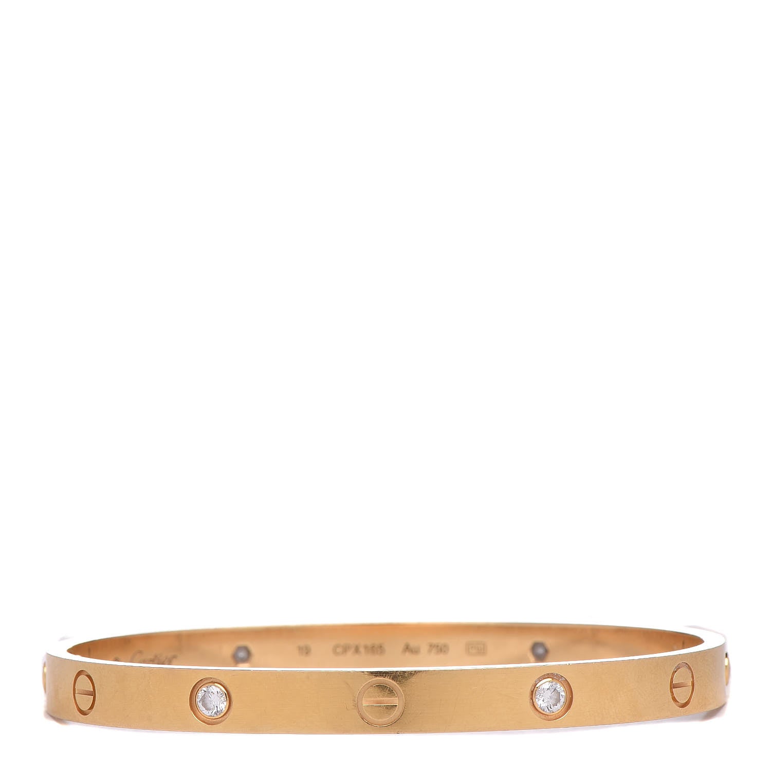 Cartier 18K Yellow Gold 4 Diamond LOVE Bracelet 19 1 of 6